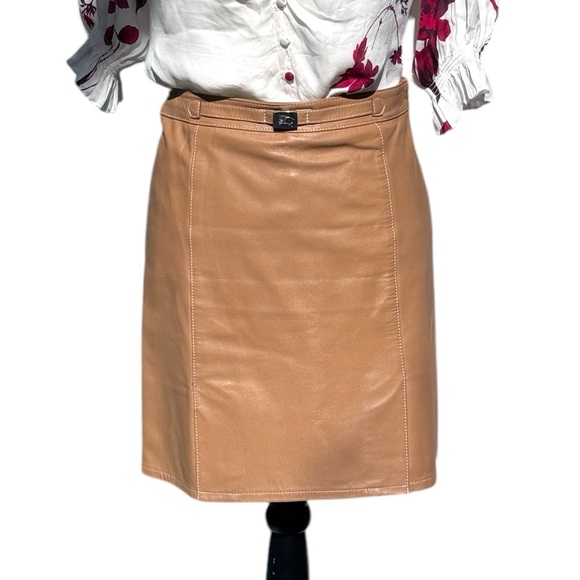 Burberry Leather Skirt Caramel Brown 38 - Picture 1 of 14